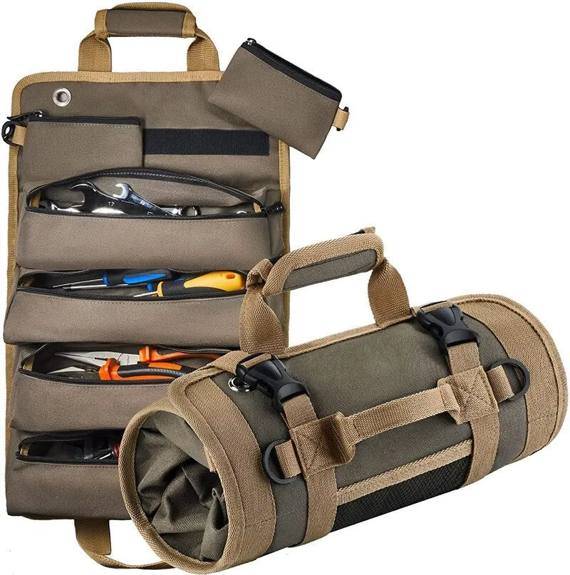 Multi-Purpose Hardware Tool Bag Professional Multi-Pocket Rolled Portable Storage Bag Rolled Waterproof Storage Bag Pliers Wrenc
